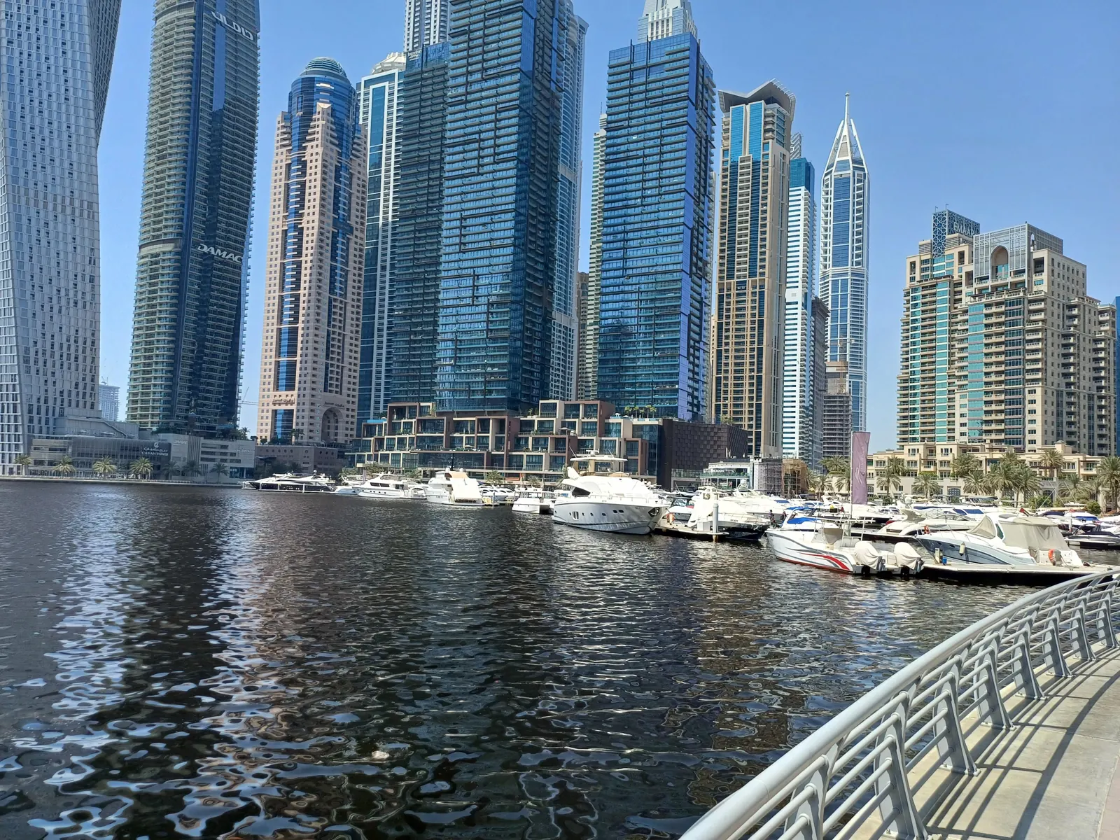 Dubai Marina towers over the water