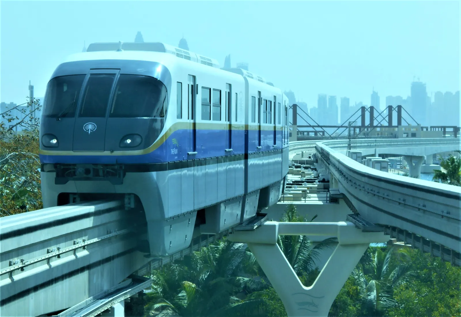 The Palm Monorail on the trunk of Palm Jumeirah